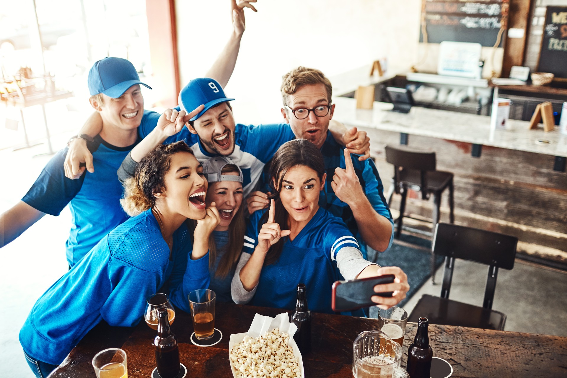 Celebrating a win with a selfie